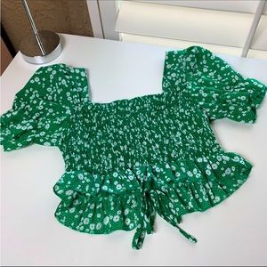 Floral Draw String Crop Top